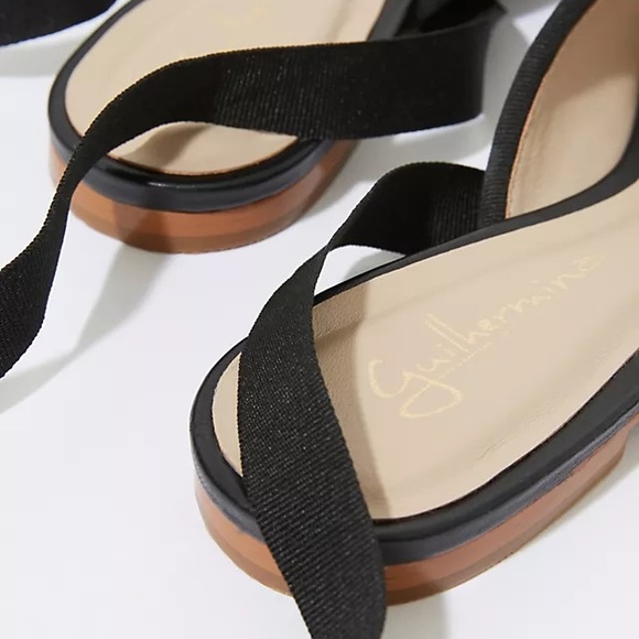 Anthropologie Coppelia Ankle-Tie Ballet Flats in Black Leather - Picture 2 of 3